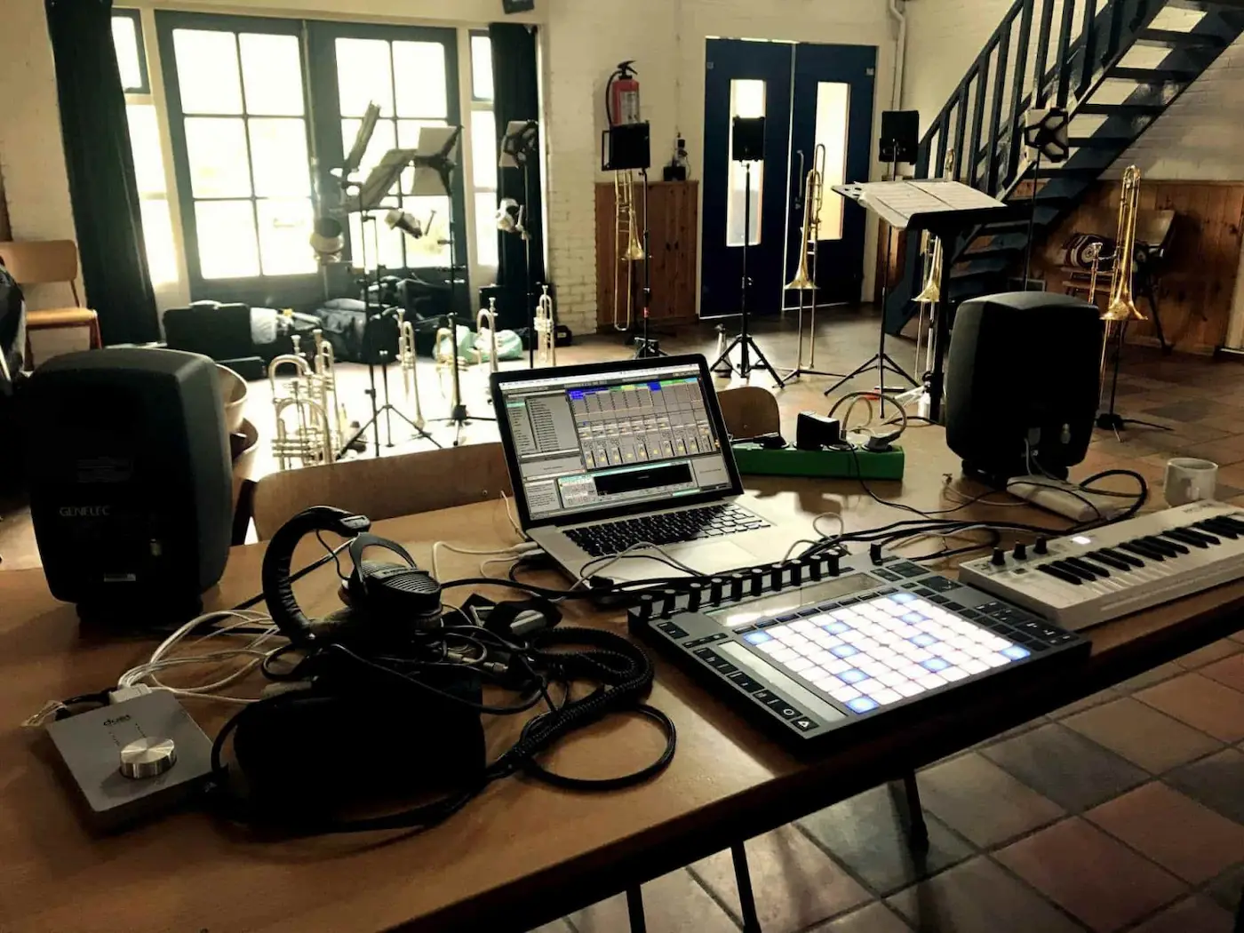 Audio apparatuur bij opname.